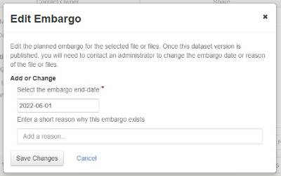 The Edit Embargo interface. It shows a selected sample embargo end-date